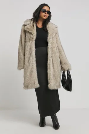 Simply Be Womens Longline Collar Revere Faux Fur Coat