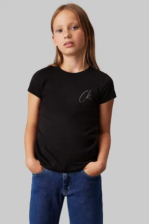 Calvin Klein Girls Slim Fit 100% Cotton Short Sleeved T-Shirt