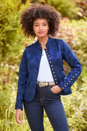 Joe Browns Womens Floral Jacquard Cropped Military Jacket