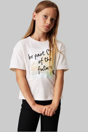 Calvin Klein Girls 100% Cotton City Graphic Short Sleeved T-Shirt