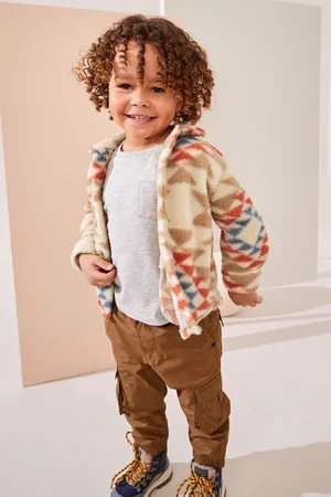 Next Boys Neutral Pattern Borg Fleece Shacket (3mths-7yrs)