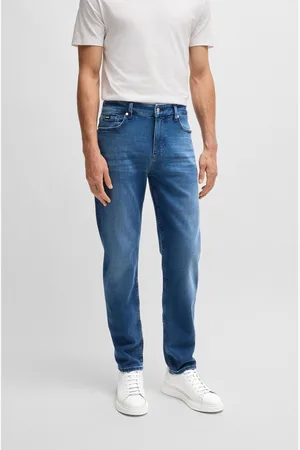 HUGO BOSS Mens Slim-Fit Italian Cashmere-Touch Denim Jeans