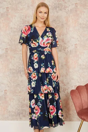 Yumi Floral Mesh Tiered Maxi Dress AU 12