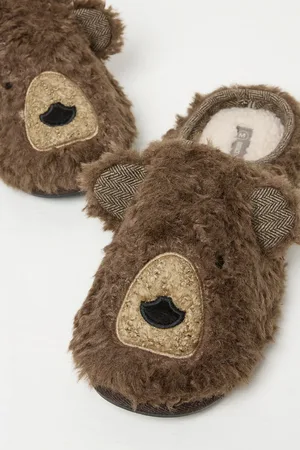 Fat Face Mens FatFace Grizzly Bear Slippers