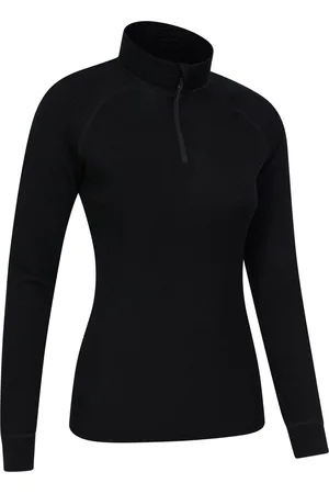 Mountain Warehouse Black Womens Merino Zip Neck Thermal Top AU 12