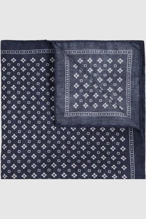 Reiss Mens Navy Pulcino Reversible Silk Pocket Square