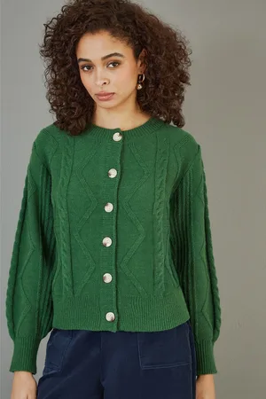 Yumi Womens Chunky Cable Knit Cardigan