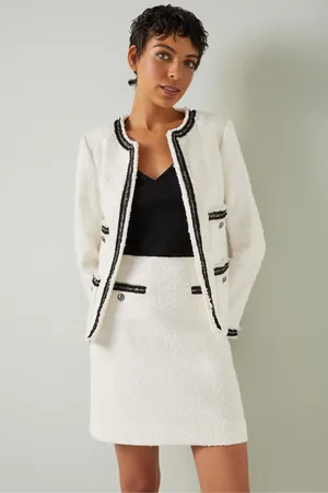 LK Bennett Cream Charlie Cotton Mix Jacket AU 10