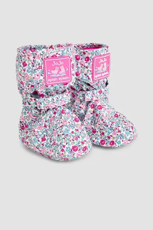 JoJo Maman Bébé Girls Ditsy Print Fleece Lined Booties