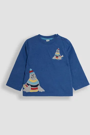 JoJo Maman Bébé Boys Toffee Walrus Appliqué Pocket Top