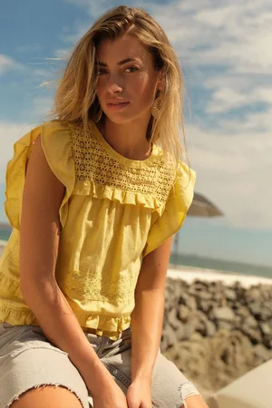 Next Womens Frill Sleeve Lace Insert Summer Blouse