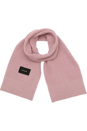 Coach Mens Red Woven Patch Knit Scarf