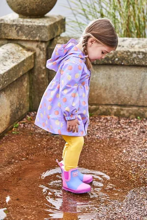 JoJo Maman Bébé Girls Lilac Cosy Lined Colour Block Wellies