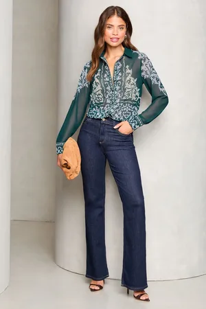 Lipsy London Womens Chiffon Long Sleeve Button Through Blouse