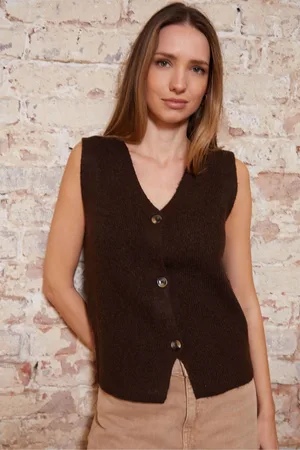 Threadbare Chocolate Brown Knitted Waistcoat AU 16