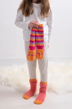 Totes Girls Cat Toasties Kids Original Socks