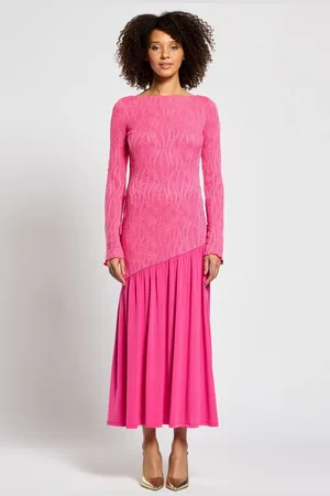 DASKA Meissa Maxi Dress With Long Sleeve And Textured Contrast Detail XL
