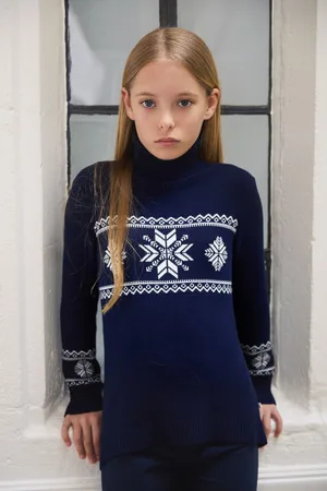 The Little Tailor Girls Kids Slim Fit Snowflake Christmas Jumper
