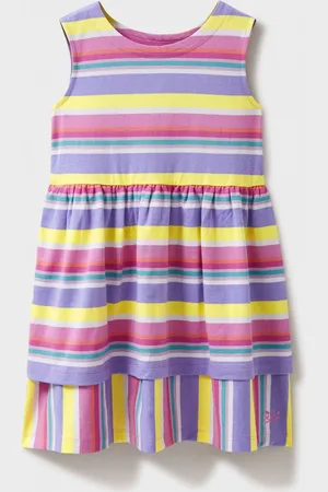 Crew Clothing Company Girls Jersey Stripe Spin 100% Cotton Dress