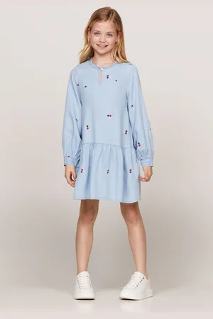 Tommy Hilfiger Girls Flower Print TENCEL Long Sleeved Dress