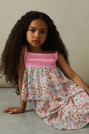 Reiss Girls Print Leela Senior Floral Print Tiered Dress