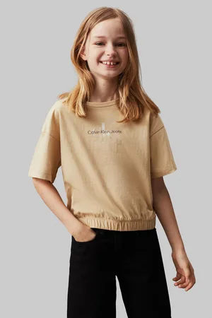 Calvin Klein Girls 100% Cotton Gradient Monogram T-Shirt