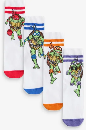 Teenage Mutant Ninja Turtles Boys Cotton Rich License Socks 4 Pack