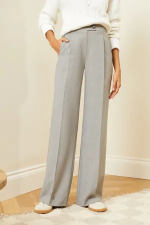 Love & Roses Womens Tab High Waist Wide Leg Tailored Trousers
