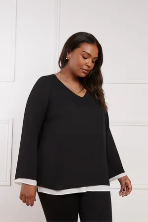 Live Unlimited London Womens Curve Layered Long Sleeve Top