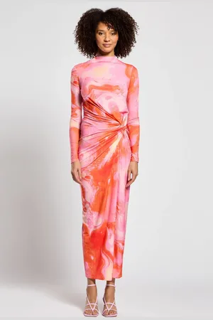 DASKA Athena Side Twist Maxi Dress With Long Sleeves M