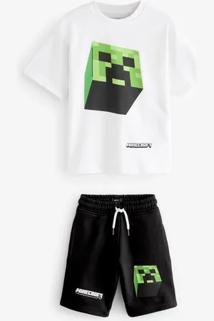 Minecraft Boys /Black Short Sleeve License 100% Cotton T-Shirt And Shorts Set (3-16yrs)