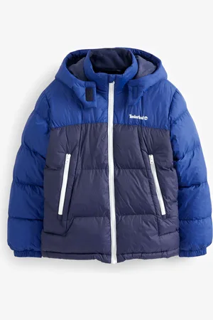Timberland Boys 2 Tone Logo Hooded Puffer Coat