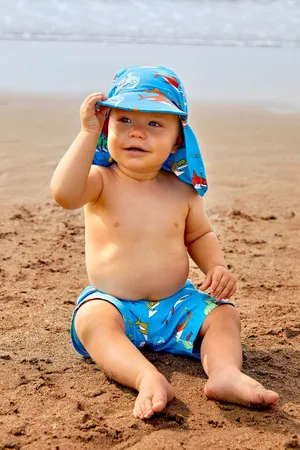 JoJo Maman Bébé Boys Shark Swim Shorts with Integral Nappy