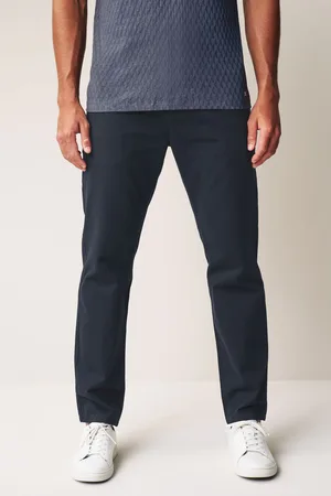 Next Mens Navy Straight Fit 100% Cotton Chino Trousers