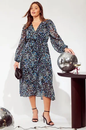 Friends Like These Curve Long Sleeves Printed Wrap Midi Dress AU 16