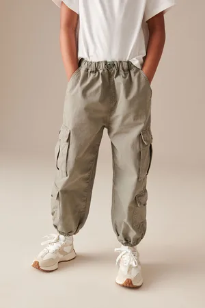 Next Girls Khaki Parachute Cargo 100% Cotton Trousers (3-16yrs)