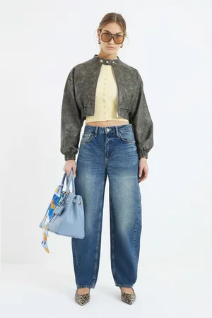 River Island Womens Seamed Barrel 100% Cotton Jeans