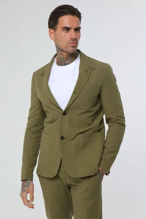 Harry Brown Mens Deakin Cotton Linen Seersucker Regular Fit Blazer