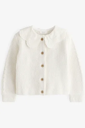 Next Girls Ecru Collar 100% Cotton Cardigan (3mths-7yrs)
