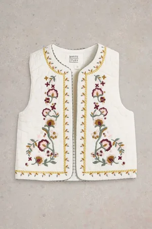 White Stuff Girls Embroidered Gilet