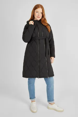 JoJo Maman Bébé Womens Khaki 2-in-1 Quilted Maternity Puffer Coat