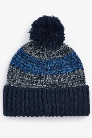 Barbour Mens Navy Morar Waffle Knit Pom Beanie Hat