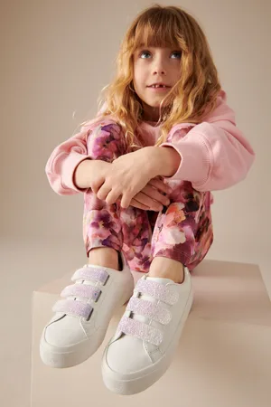 Next Girls Glitter Standard Fit (F) Touch Fastening Trainers