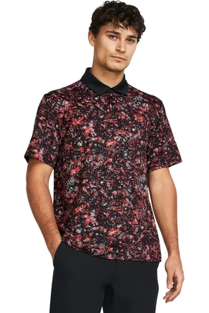 Under Armour Mens /Black Golf T2G Printed Polo Shirt