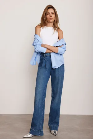 mint&berry Womens Pleat Front Wide Jeans