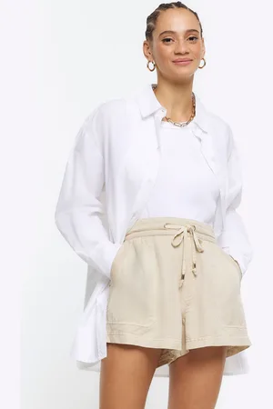 River Island Womens Beige Casual Relaxed Lyocell Shorts