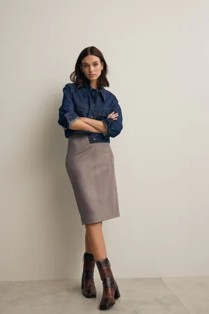 Next Womens Suedette Knee Skirt