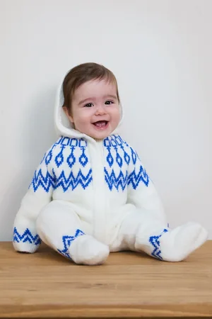 The Little Tailor Girls Baby Soft Knitted Lined Christmas Pramsuit