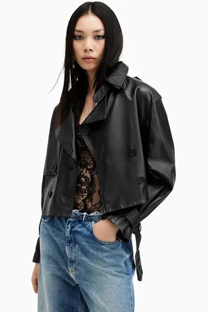 AllSaints AllSaints Black Hendry Crop Trench Jacket L