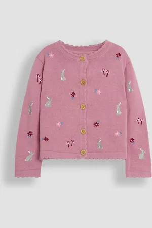 JoJo Maman Bébé Girls Embroidered Pretty Cardigan